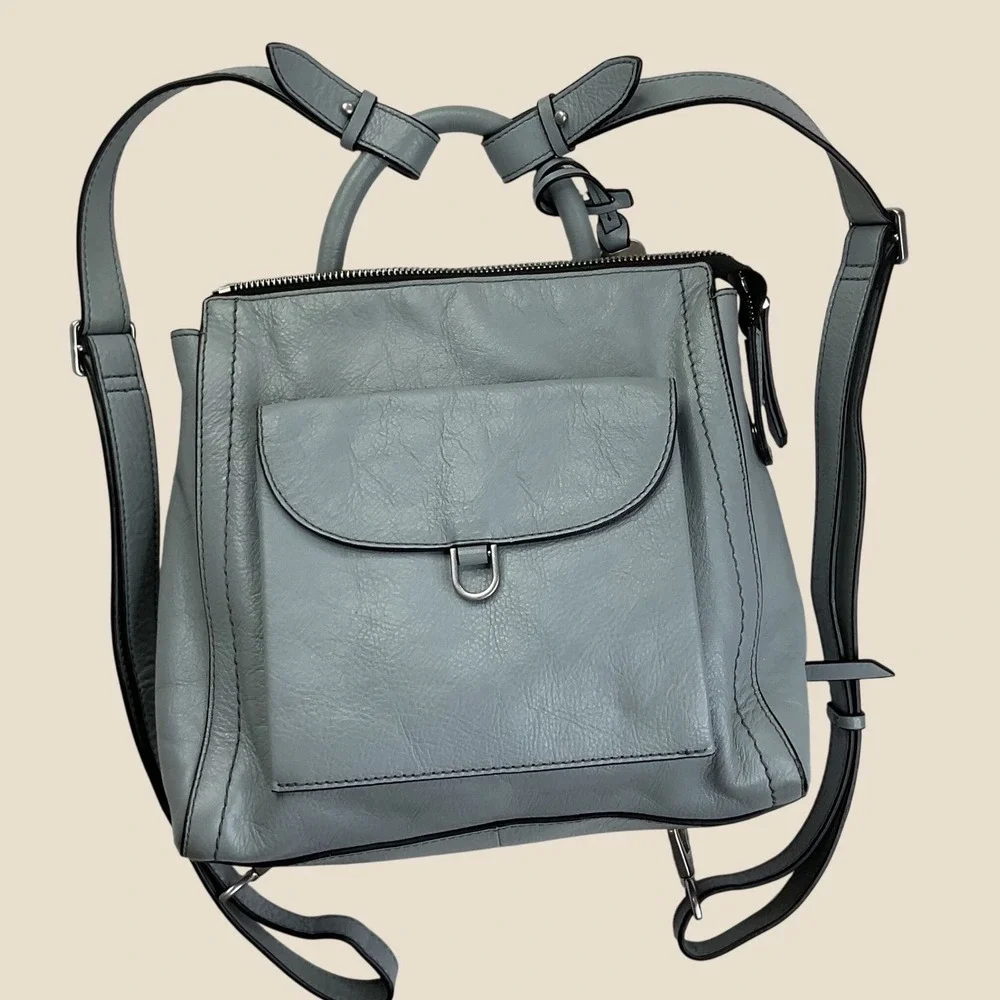 Fossil parker purse Convertible Leather Backpack Tote Bag Dusty Blue ZB7517